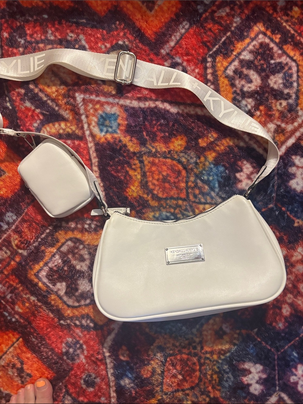 Kylie Jenner White Crossbody Shoulder Bag with detachable pouch